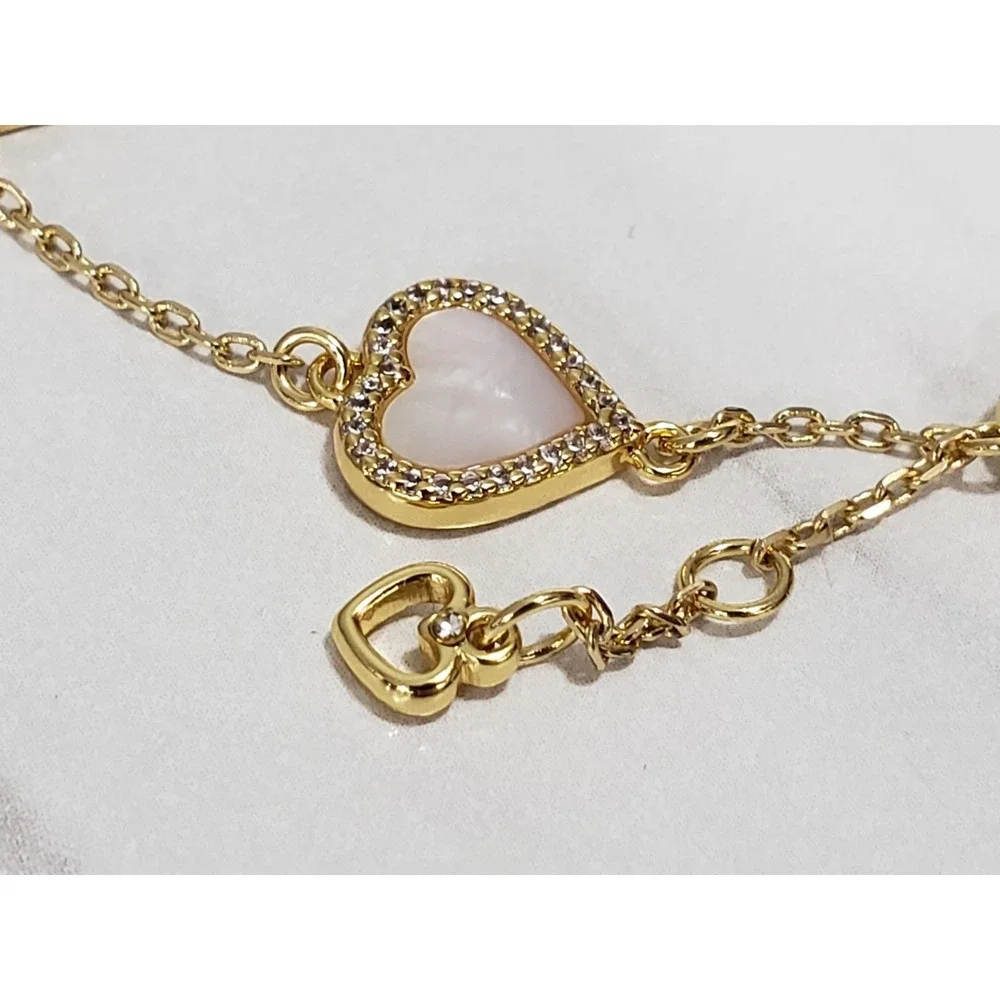 kate spade heart bracelet dainty gold tone mother of pearl line - Picture 2 of 4